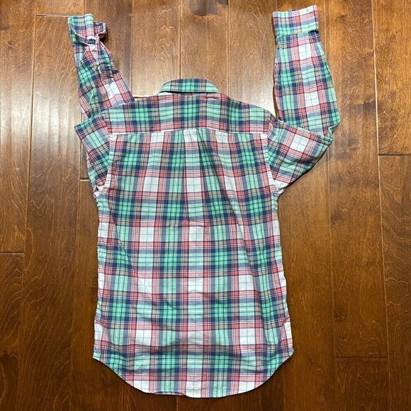 Vineyard Vines Whale Button Down Plaid Green Pink Shirt Cotton Men's Size XS - Picture 5 of 9